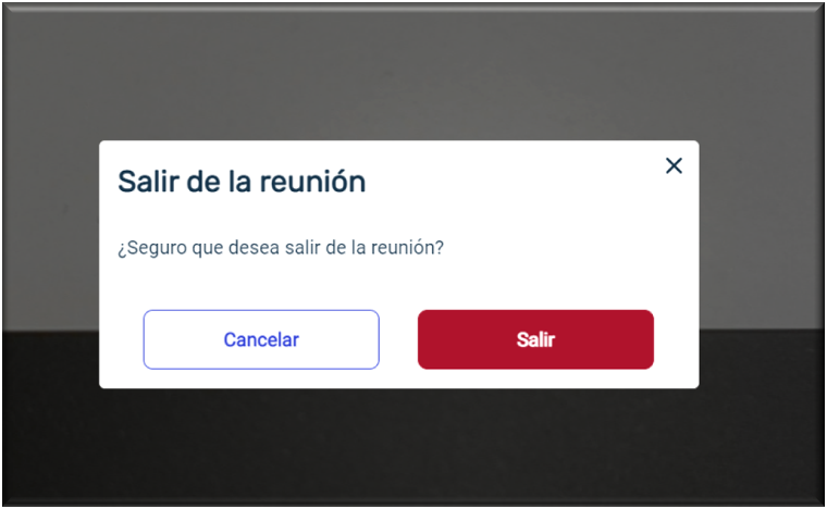 Ventana emergente para confirmar la salida de la reunión