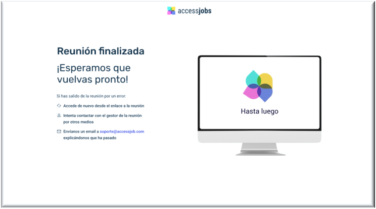Pantalla de reunión finalizada
