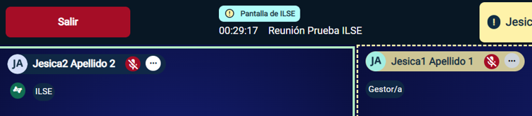 Mensaje de pantalla de intérprete en la parte superior de la pantalla